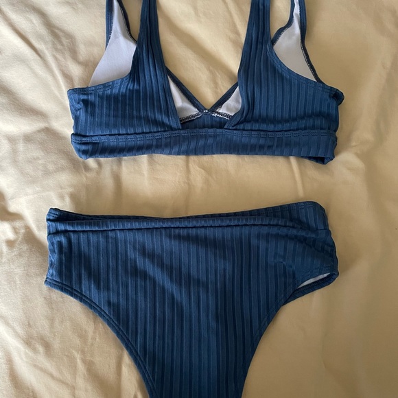 Blue Ribbed Bikini - Picture 2 of 2